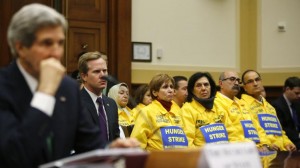 he U.S. families of Iranian dissidents, members of Iran's opposition movement Mujahedin-e Khalq (MEK) who reside in Camp Liberty in Iraq, look on as U.S. Secretary of State John Kerry testifies on agreements over Iran's nuclear programs, before the House Foreign Affairs Committee on Capitol Hill in Washington, December 10, 2013. REUTERS/Jonathan Ernst